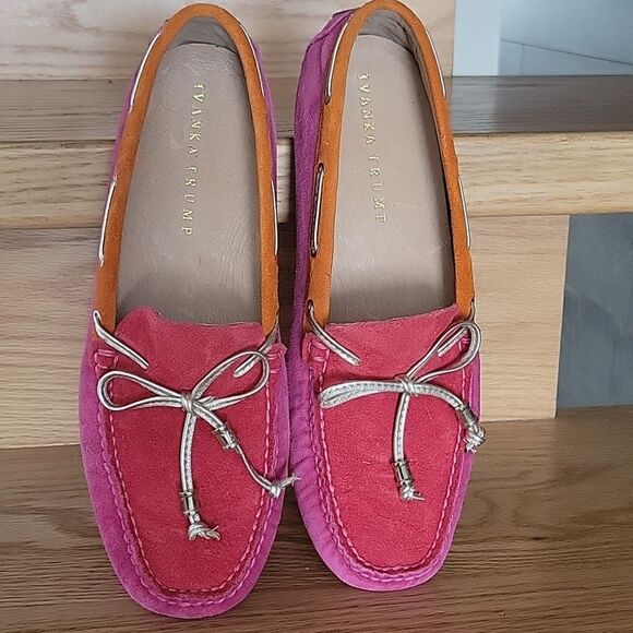 Ivanka Trump  Suede Stylish Pink and Orange Driving Loafers. Size 8 M,Leather - Picture 7 of 8